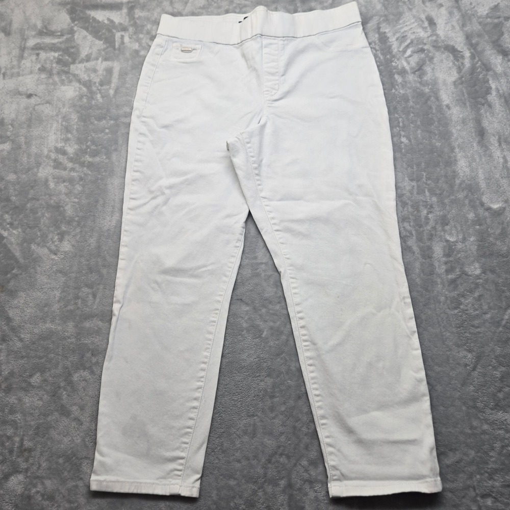 Nine West Womens Size 16 Pull On Skinny Crop Pants White Stretch Jeans